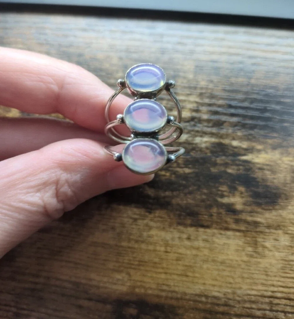 Triple Opal Sterling Ring - Opalescent